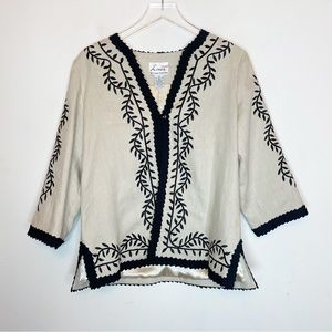 Vintage Linea by Louis Dell'Olio Sz M  Linen Embroidered Jacket Blazer